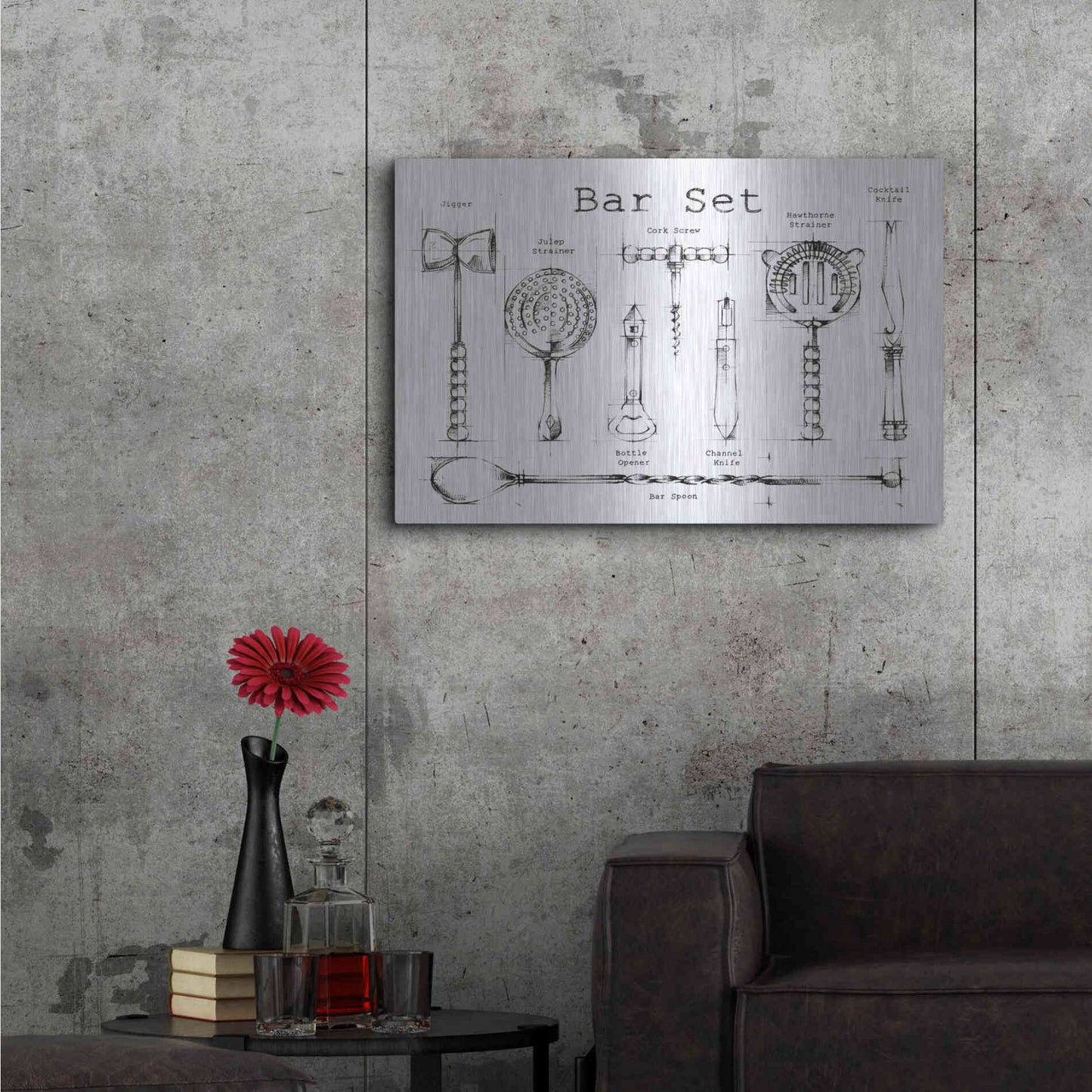 Luxe Metal Art 'Bar Set' by Ethan Harper, Metal Wall Art,36x24