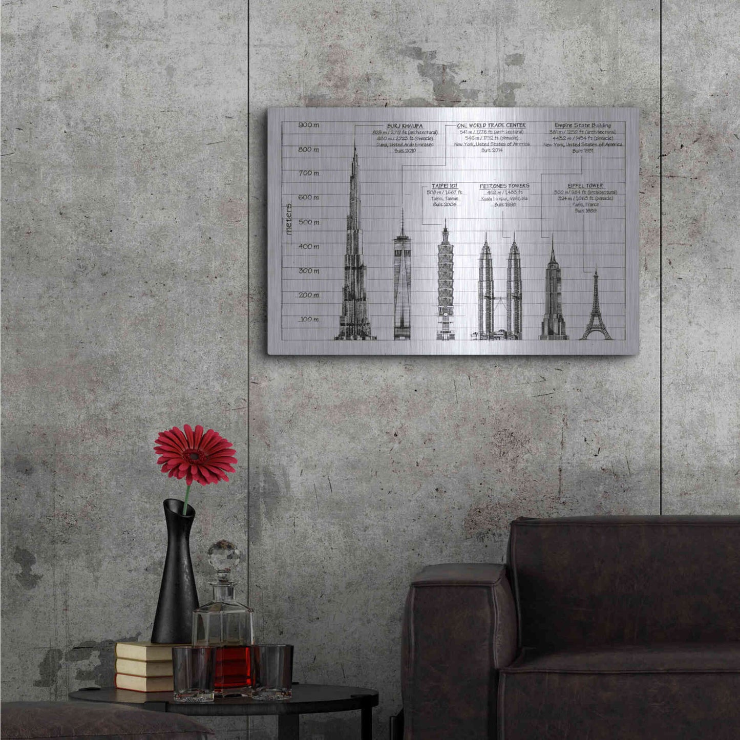 Luxe Metal Art 'Architectural Heights' by Ethan Harper, Metal Wall Art,36x24