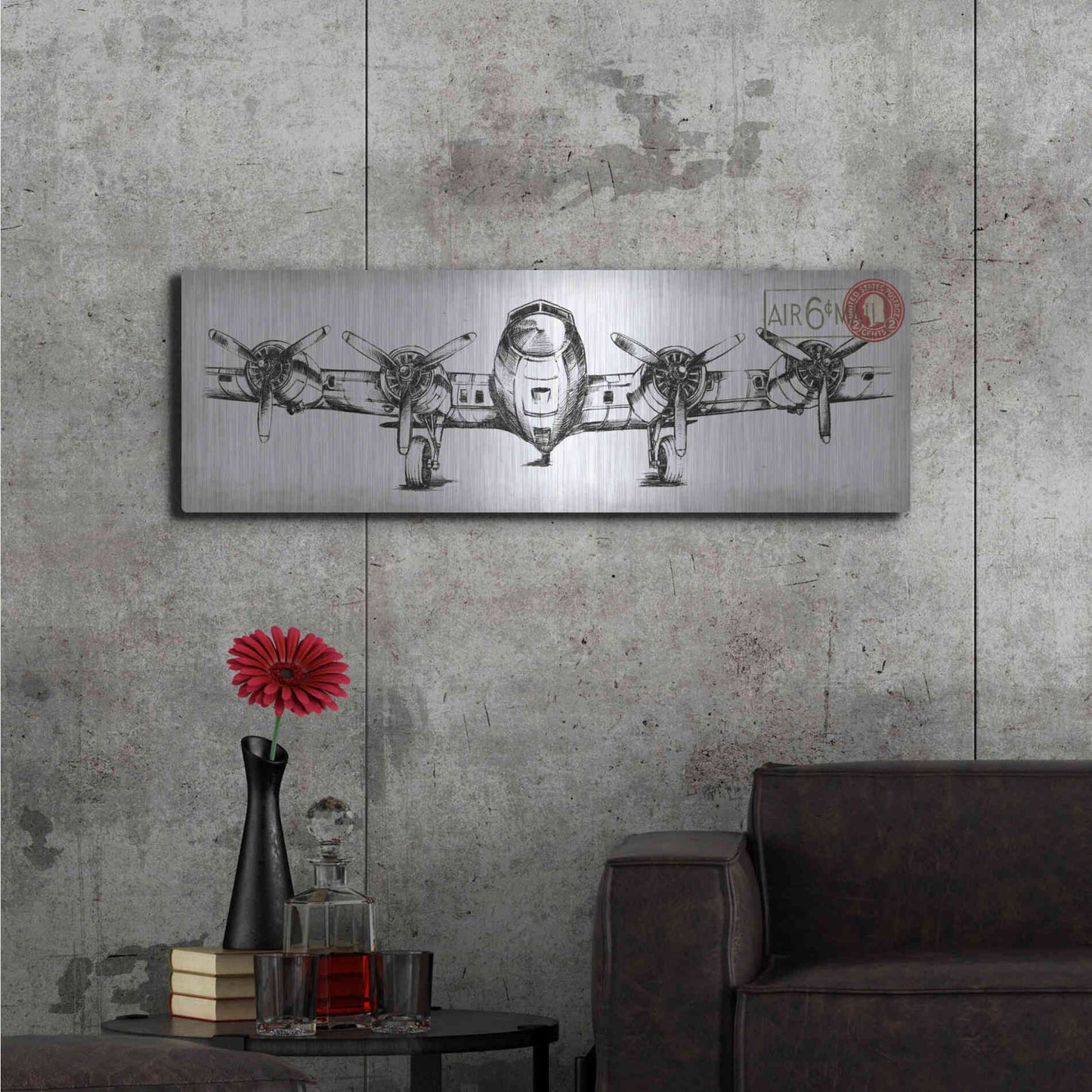Luxe Metal Art 'Inverted Aeronautic Collection F' by Ethan Harper, Metal Wall Art,48x16