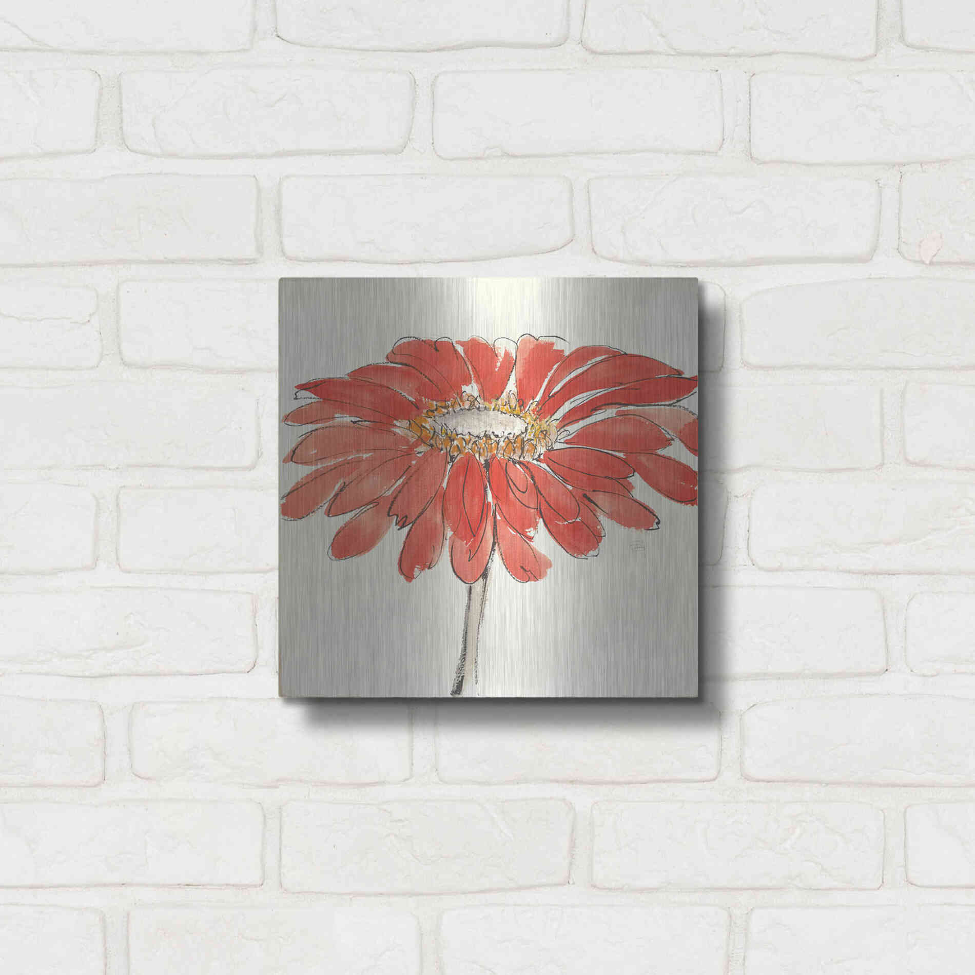 Luxe Metal Art 'Tangerine and Grey I v2' by Chris Paschke, Metal Wall Art,12x12