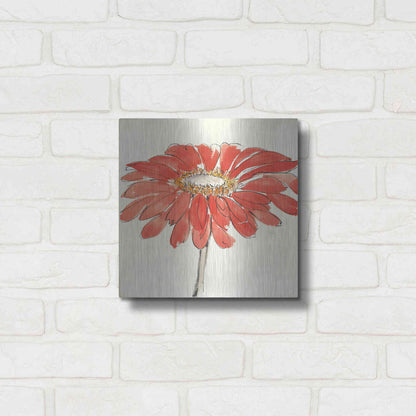 Luxe Metal Art 'Tangerine and Grey I v2' by Chris Paschke, Metal Wall Art,12x12