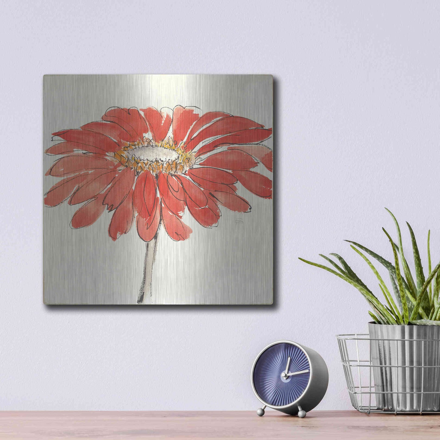Luxe Metal Art 'Tangerine and Grey I v2' by Chris Paschke, Metal Wall Art,12x12