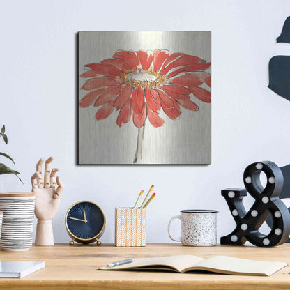 Luxe Metal Art 'Tangerine and Grey I v2' by Chris Paschke, Metal Wall Art,12x12