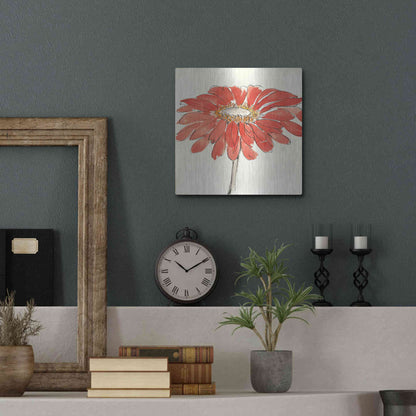 Luxe Metal Art 'Tangerine and Grey I v2' by Chris Paschke, Metal Wall Art,12x12
