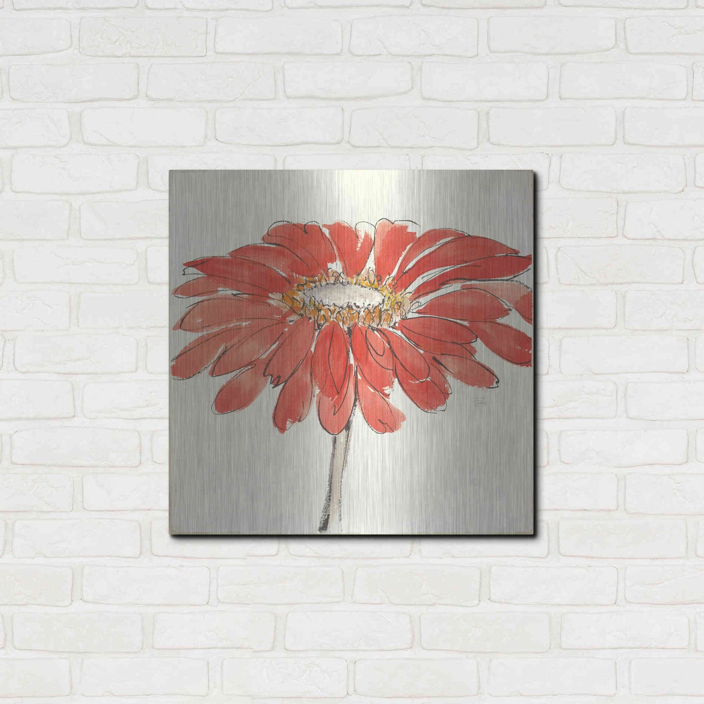 Luxe Metal Art 'Tangerine and Grey I v2' by Chris Paschke, Metal Wall Art,24x24