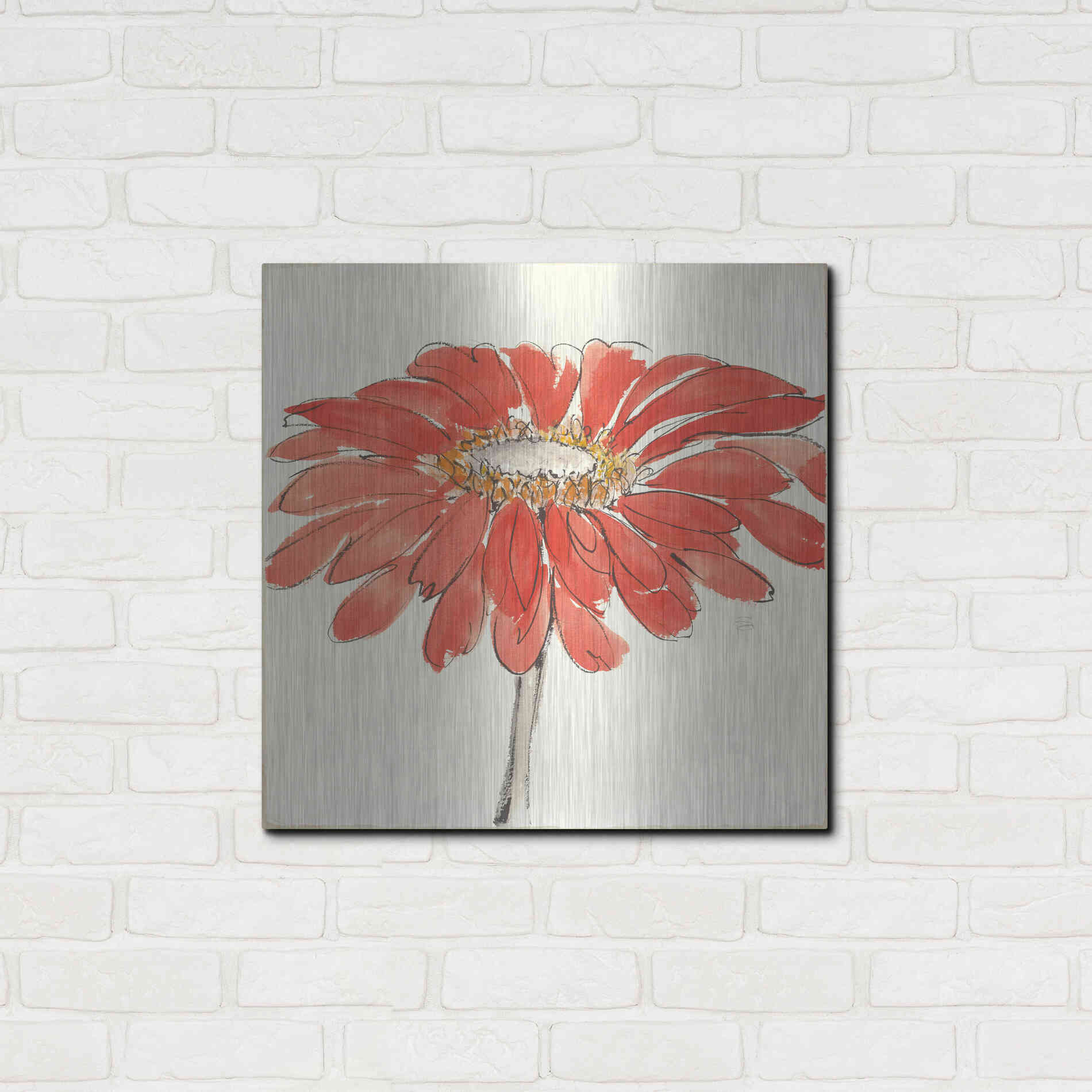 Luxe Metal Art 'Tangerine and Grey I v2' by Chris Paschke, Metal Wall Art,24x24