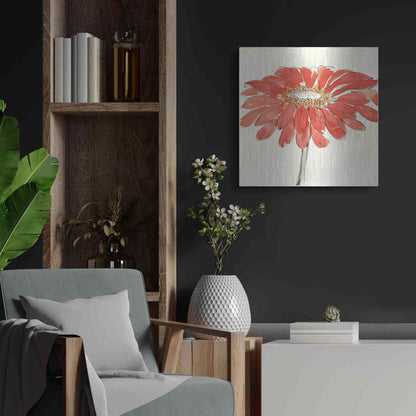 Luxe Metal Art 'Tangerine and Grey I v2' by Chris Paschke, Metal Wall Art,24x24