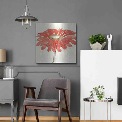 Luxe Metal Art 'Tangerine and Grey I v2' by Chris Paschke, Metal Wall Art,24x24