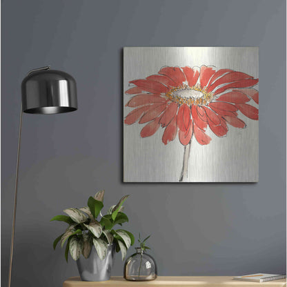 Luxe Metal Art 'Tangerine and Grey I v2' by Chris Paschke, Metal Wall Art,24x24