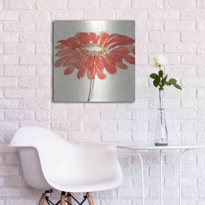 Luxe Metal Art 'Tangerine and Grey I v2' by Chris Paschke, Metal Wall Art,24x24