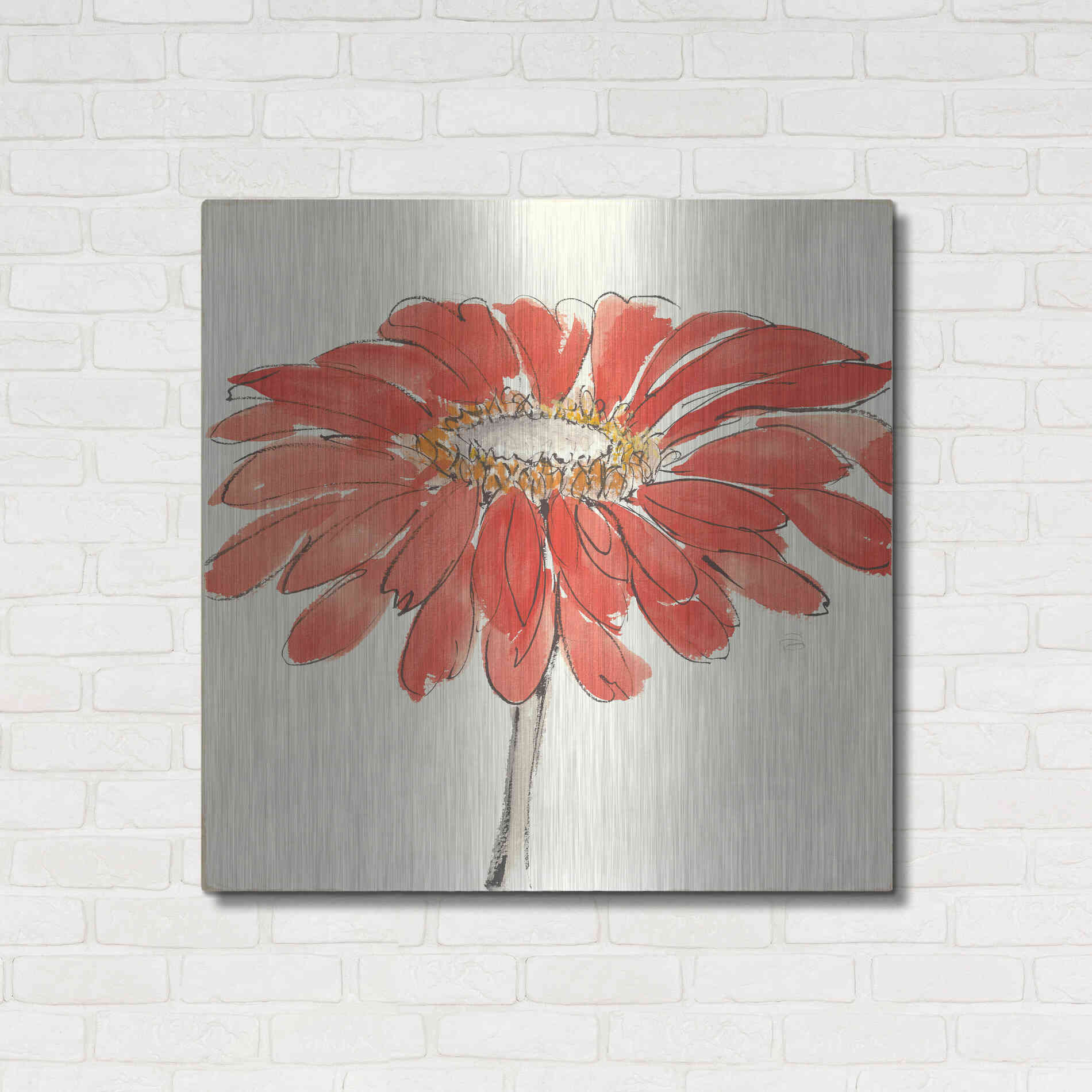 Luxe Metal Art 'Tangerine and Grey I v2' by Chris Paschke, Metal Wall Art,36x36