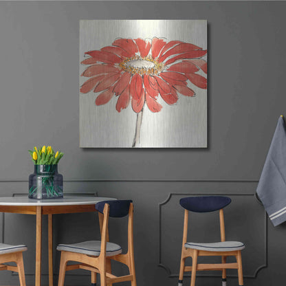 Luxe Metal Art 'Tangerine and Grey I v2' by Chris Paschke, Metal Wall Art,36x36