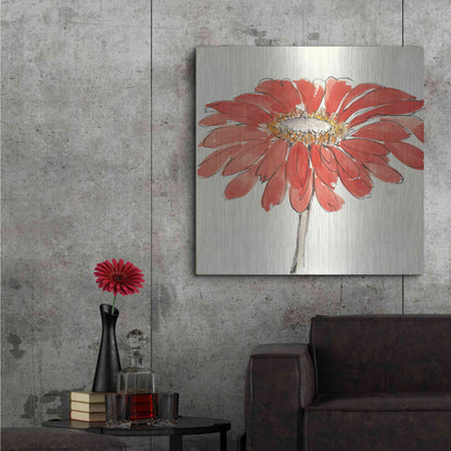 Luxe Metal Art 'Tangerine and Grey I v2' by Chris Paschke, Metal Wall Art,36x36