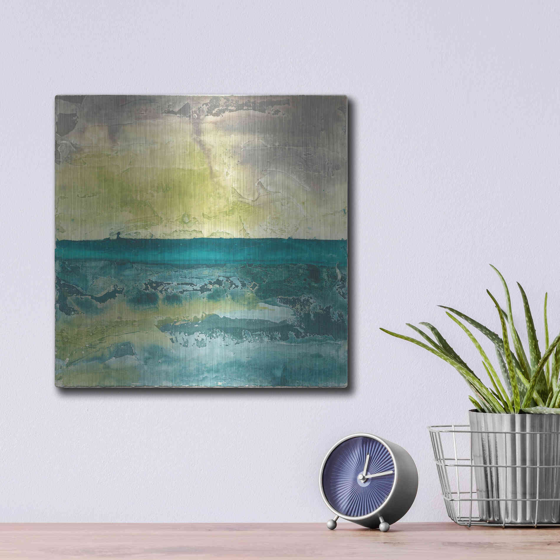 Luxe Metal Art 'Beyond The Horizon I' by Chris Paschke, Metal Wall Art,12x12