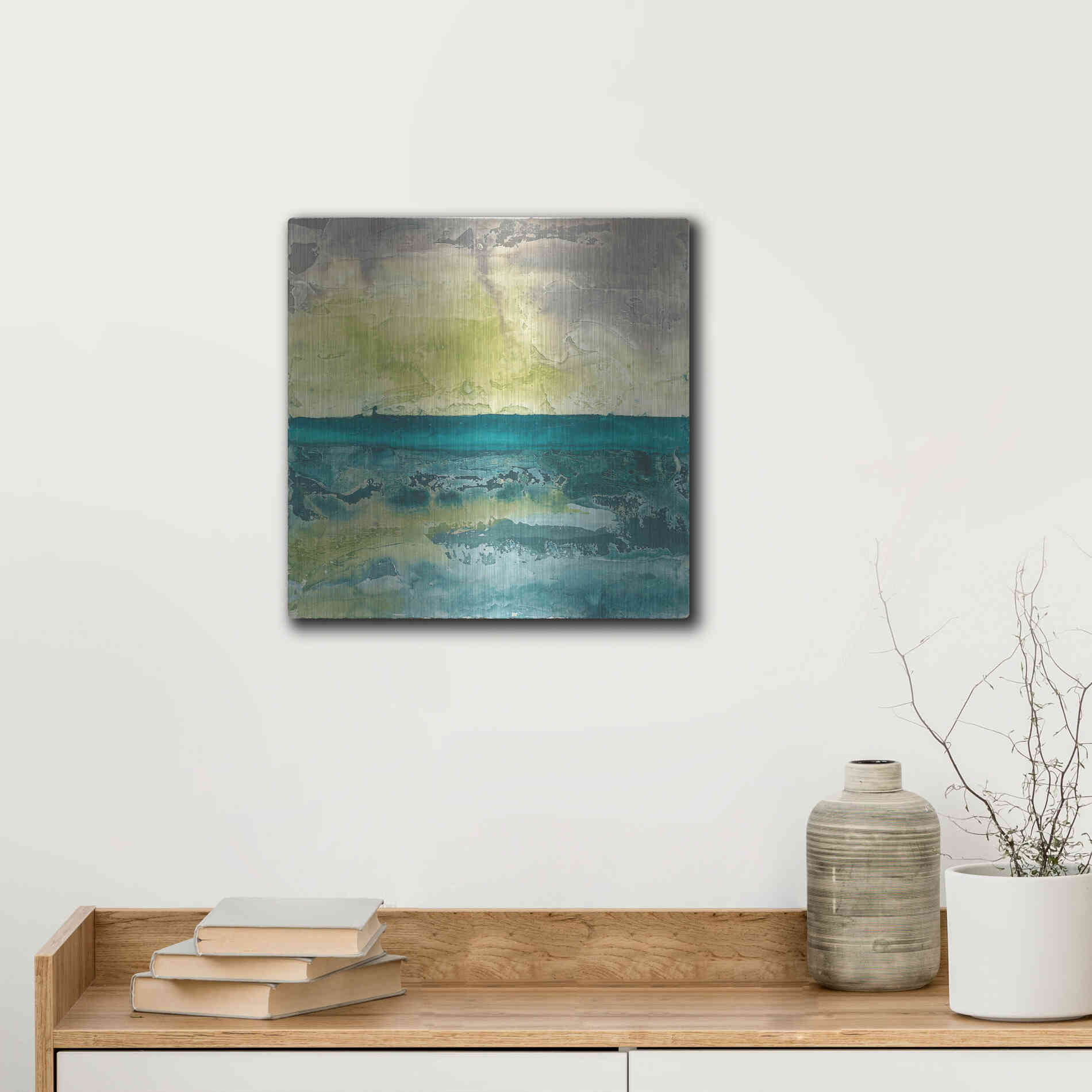 Luxe Metal Art 'Beyond The Horizon I' by Chris Paschke, Metal Wall Art,12x12