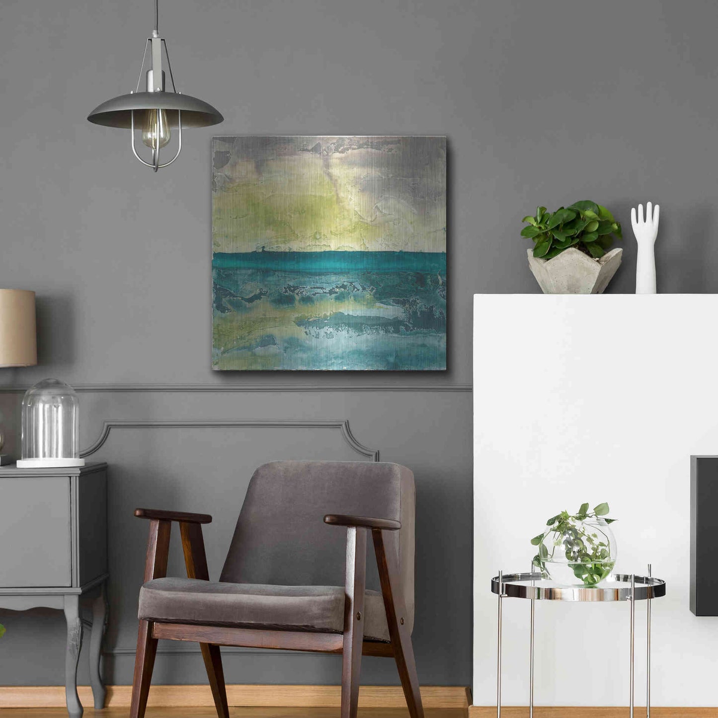 Luxe Metal Art 'Beyond The Horizon I' by Chris Paschke, Metal Wall Art,24x24