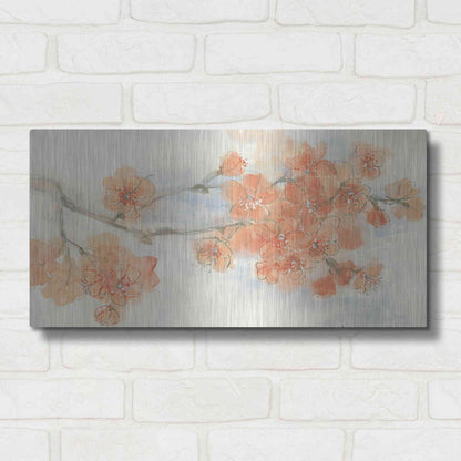 Luxe Metal Art 'Peach Blossom I' by Chris Paschke, Metal Wall Art,24x12