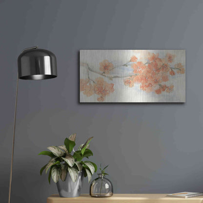 Luxe Metal Art 'Peach Blossom I' by Chris Paschke, Metal Wall Art,24x12
