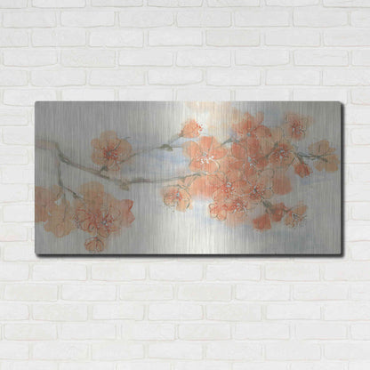 Luxe Metal Art 'Peach Blossom I' by Chris Paschke, Metal Wall Art,48x24