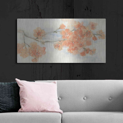 Luxe Metal Art 'Peach Blossom I' by Chris Paschke, Metal Wall Art,48x24