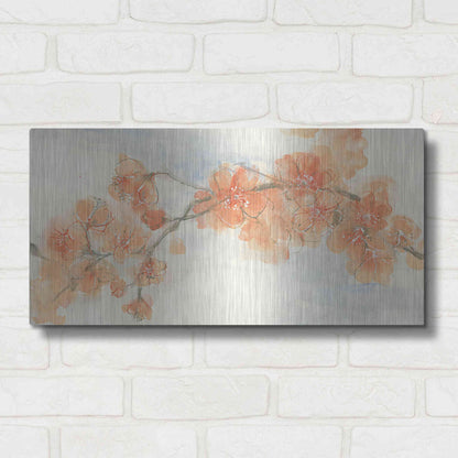 Luxe Metal Art 'Peach Blossom II' by Chris Paschke, Metal Wall Art,24x12