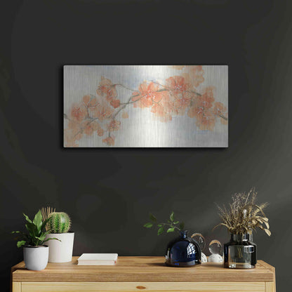 Luxe Metal Art 'Peach Blossom II' by Chris Paschke, Metal Wall Art,24x12