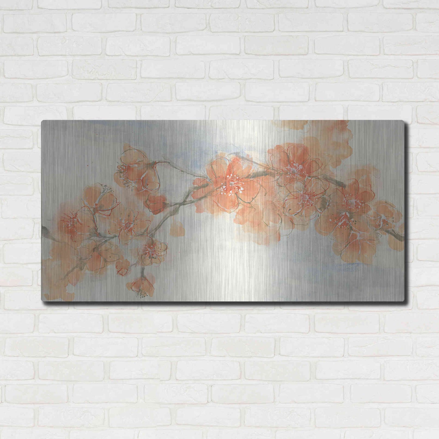 Luxe Metal Art 'Peach Blossom II' by Chris Paschke, Metal Wall Art,48x24