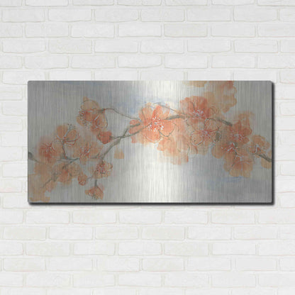 Luxe Metal Art 'Peach Blossom II' by Chris Paschke, Metal Wall Art,48x24