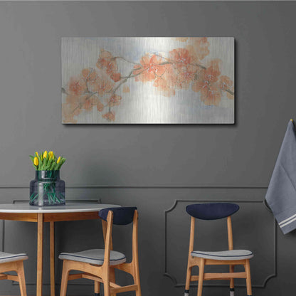 Luxe Metal Art 'Peach Blossom II' by Chris Paschke, Metal Wall Art,48x24