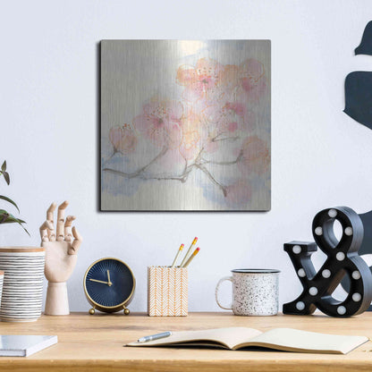 Luxe Metal Art 'Pink Blossoms III' by Chris Paschke, Metal Wall Art,12x12