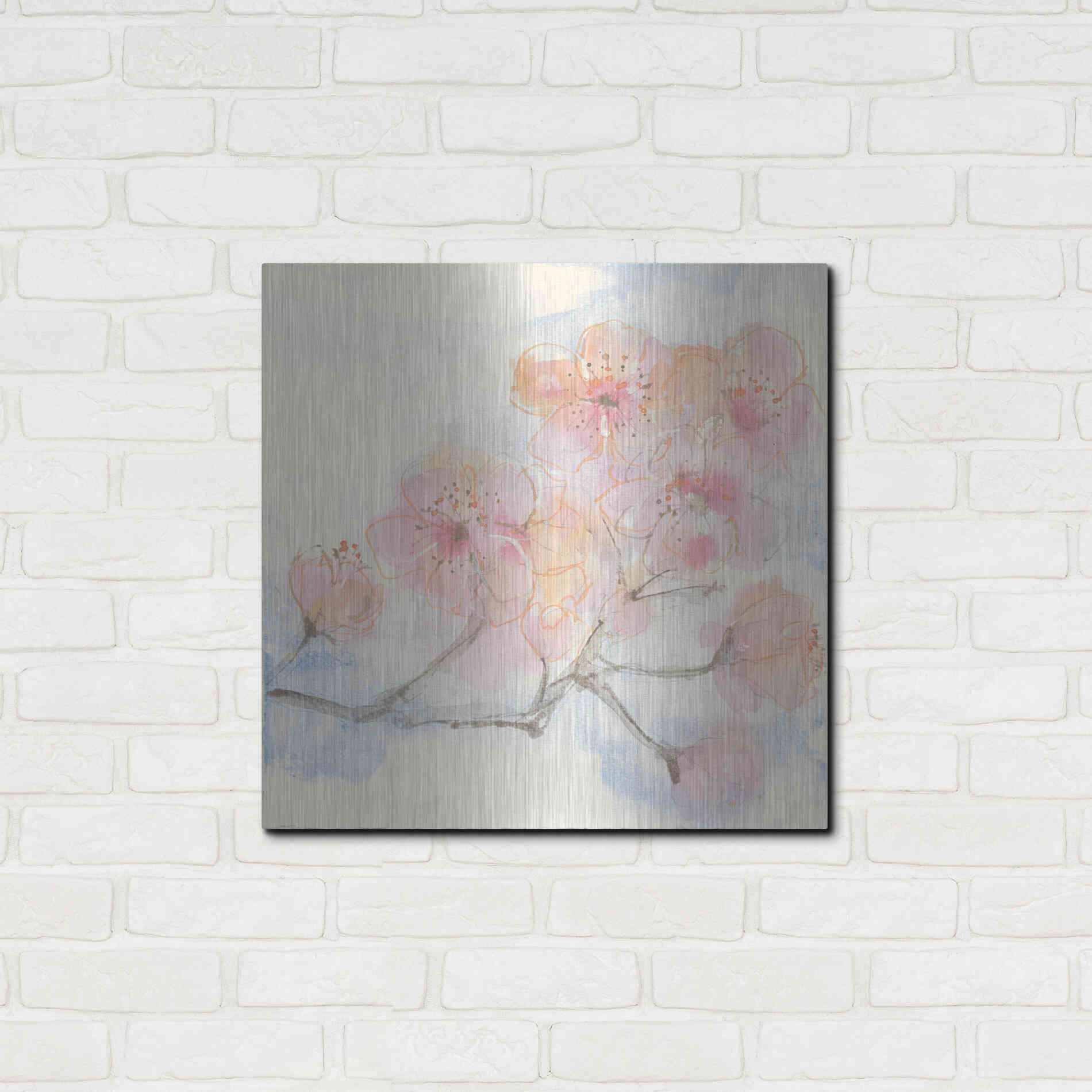 Luxe Metal Art 'Pink Blossoms III' by Chris Paschke, Metal Wall Art,24x24