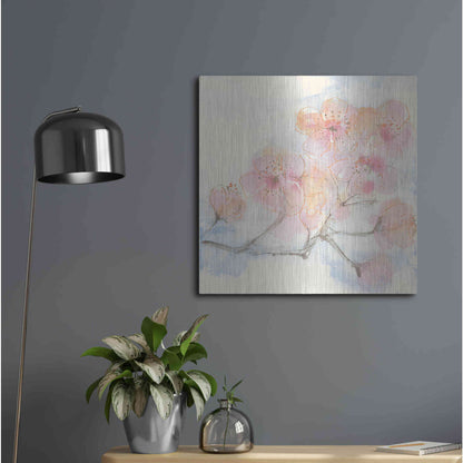 Luxe Metal Art 'Pink Blossoms III' by Chris Paschke, Metal Wall Art,24x24