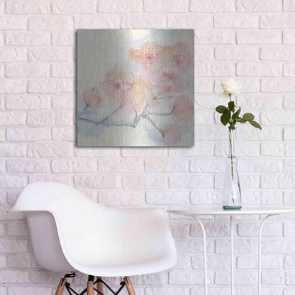 Luxe Metal Art 'Pink Blossoms III' by Chris Paschke, Metal Wall Art,24x24