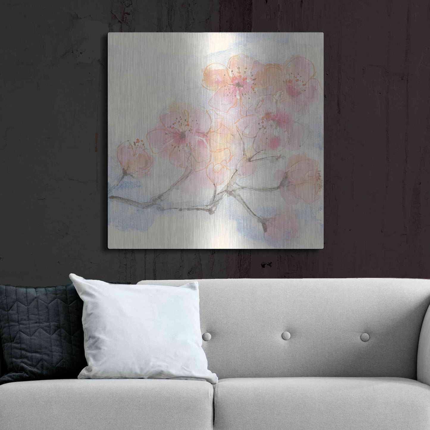 Luxe Metal Art 'Pink Blossoms III' by Chris Paschke, Metal Wall Art,36x36