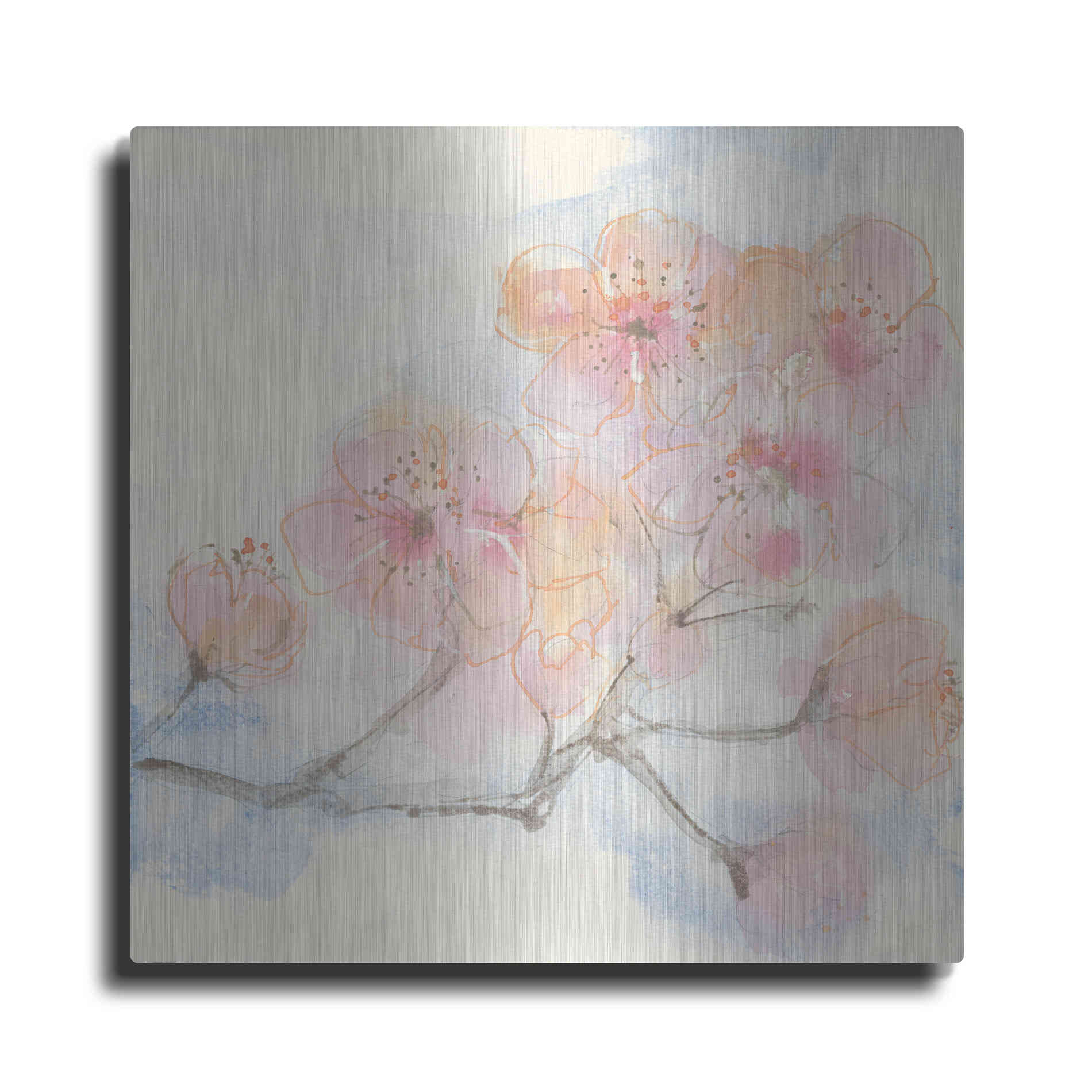 Luxe Metal Art 'Pink Blossoms III' by Chris Paschke, Metal Wall Art