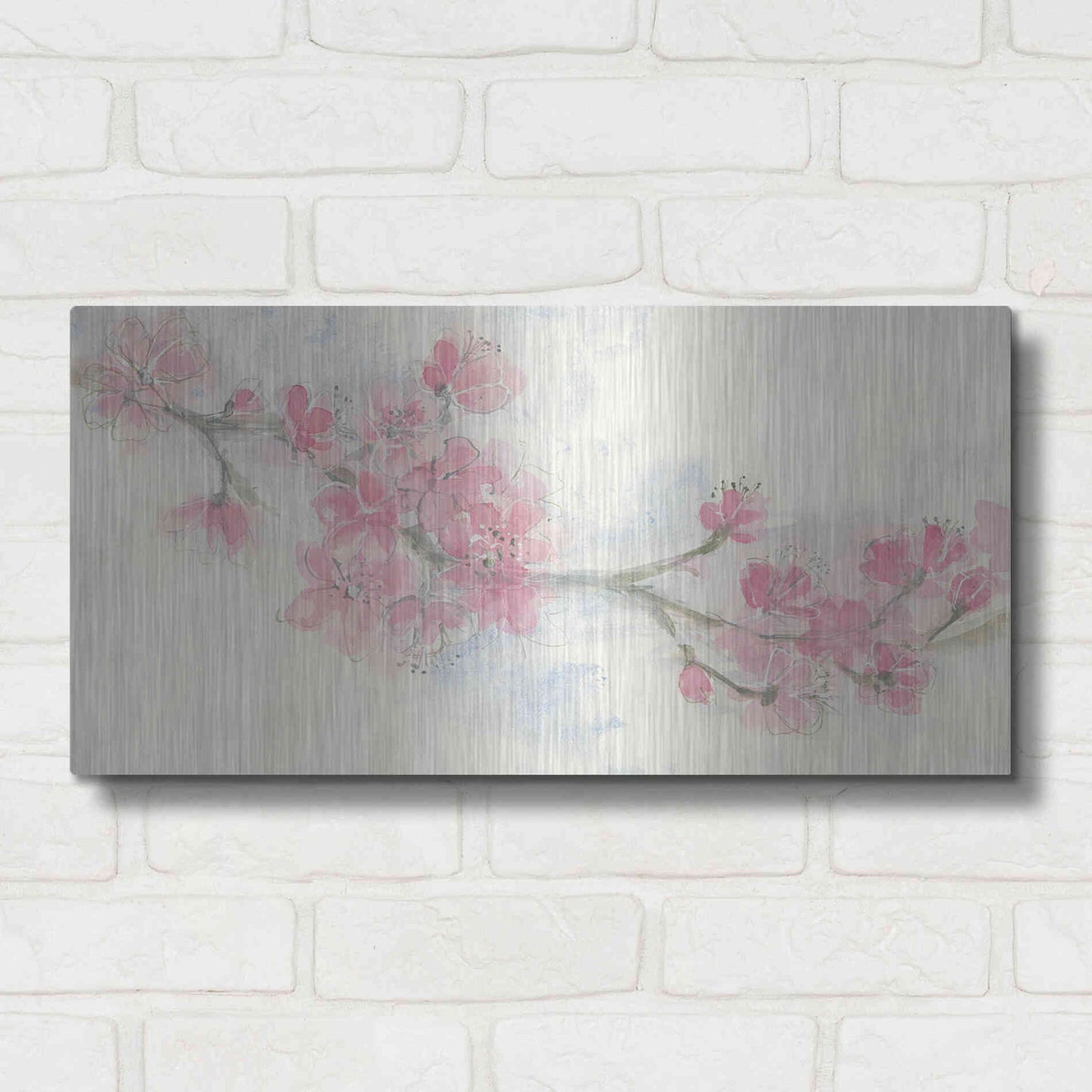 Luxe Metal Art 'Cherry Blossom II' by Chris Paschke, Metal Wall Art,24x12