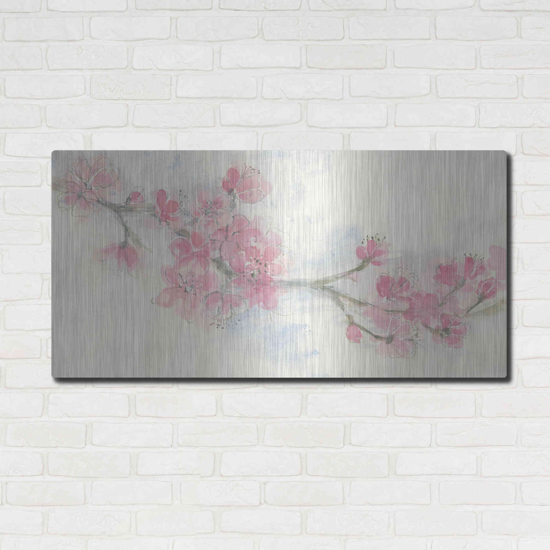 Luxe Metal Art 'Cherry Blossom II' by Chris Paschke, Metal Wall Art,48x24