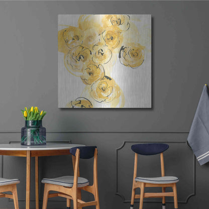 Luxe Metal Art 'Yellow Roses Anew I' by Chris Paschke, Metal Wall Art,36x36