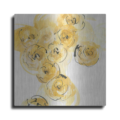 Luxe Metal Art 'Yellow Roses Anew I' by Chris Paschke, Metal Wall Art