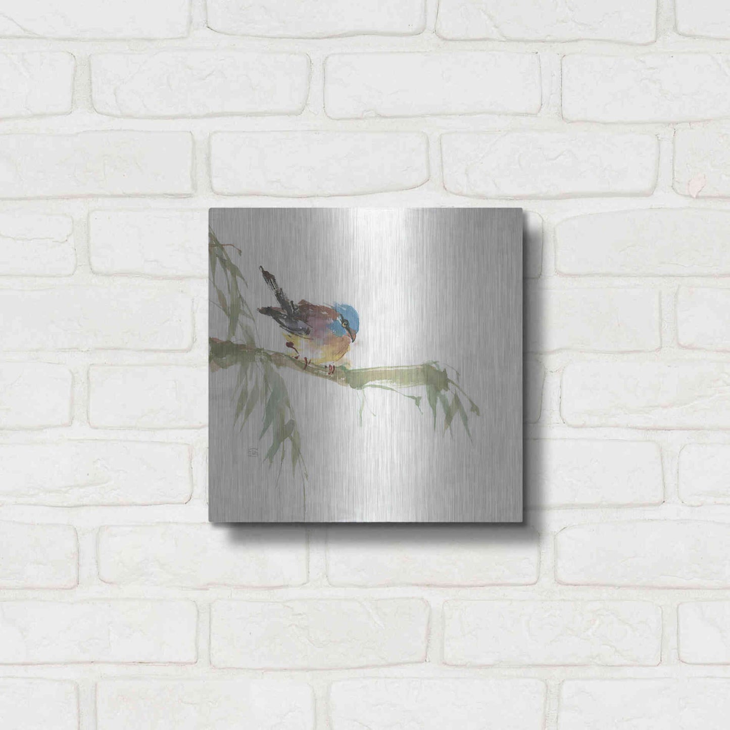 Luxe Metal Art 'Finch' by Chris Paschke, Metal Wall Art,12x12