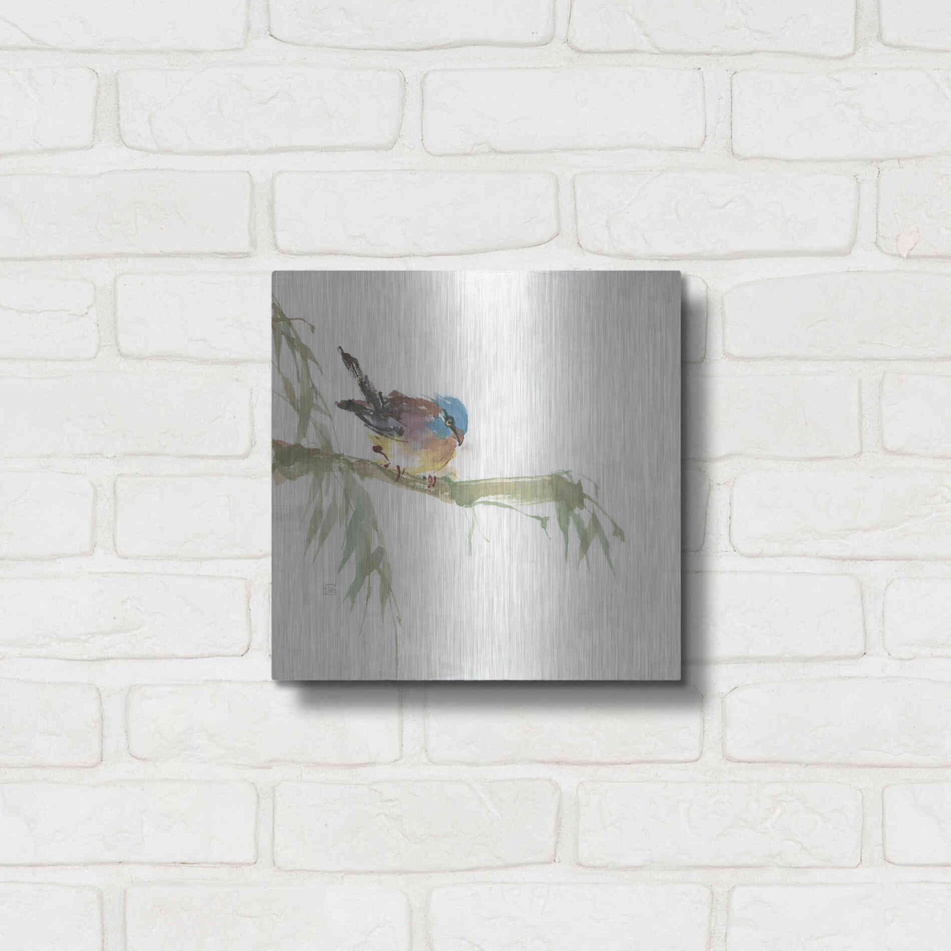 Luxe Metal Art 'Finch' by Chris Paschke, Metal Wall Art,12x12