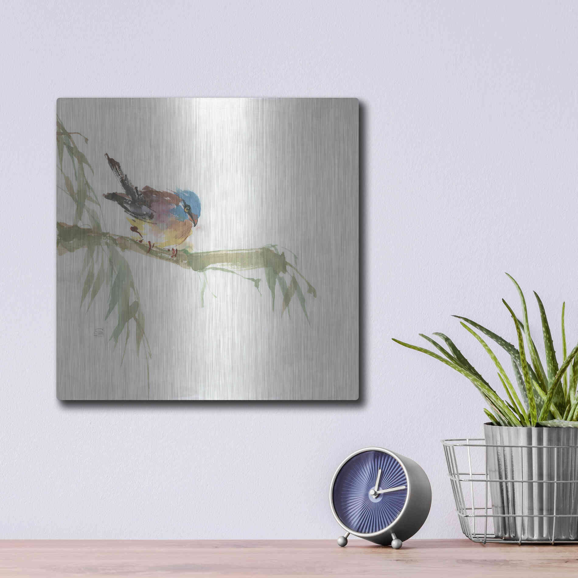 Luxe Metal Art 'Finch' by Chris Paschke, Metal Wall Art,12x12