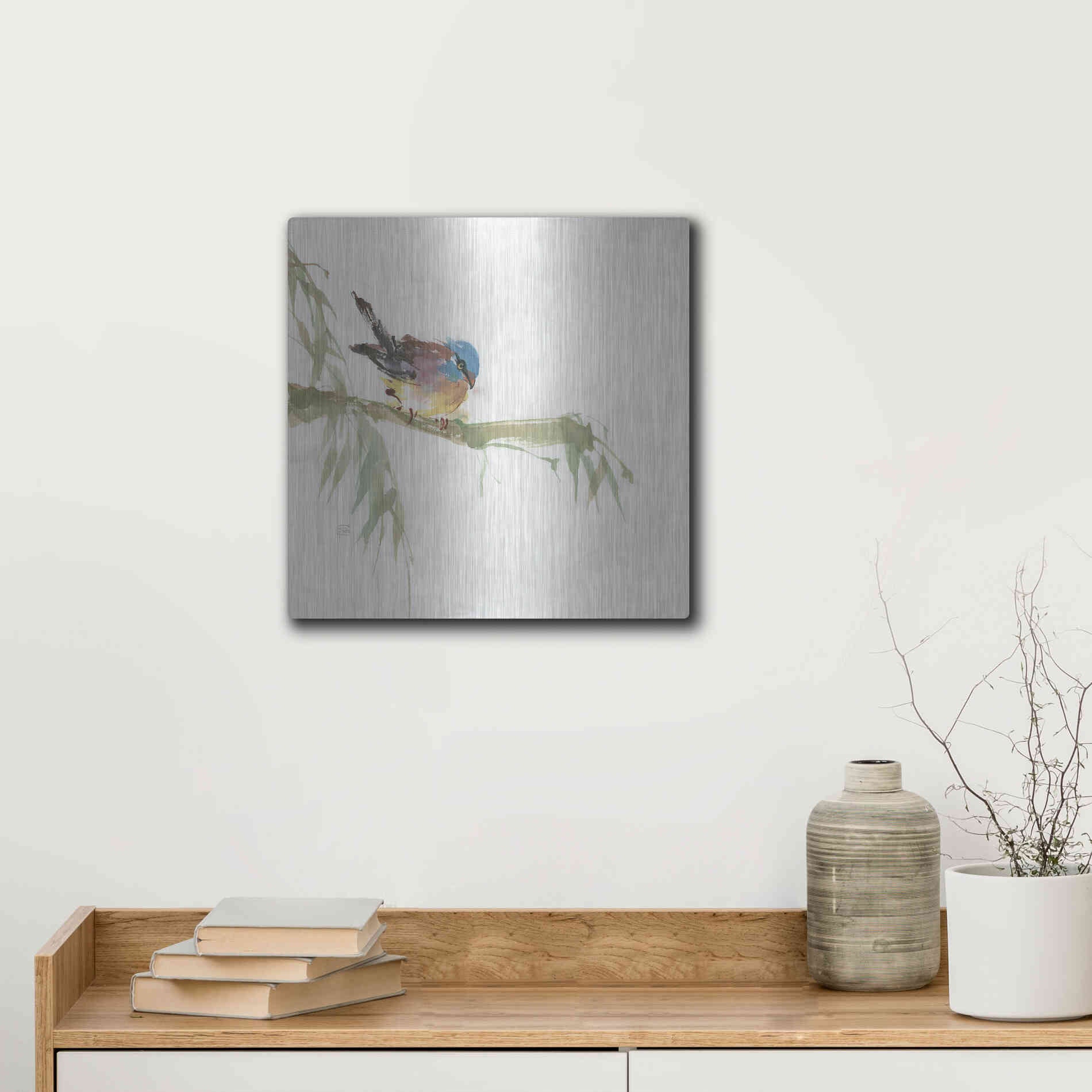 Luxe Metal Art 'Finch' by Chris Paschke, Metal Wall Art,12x12