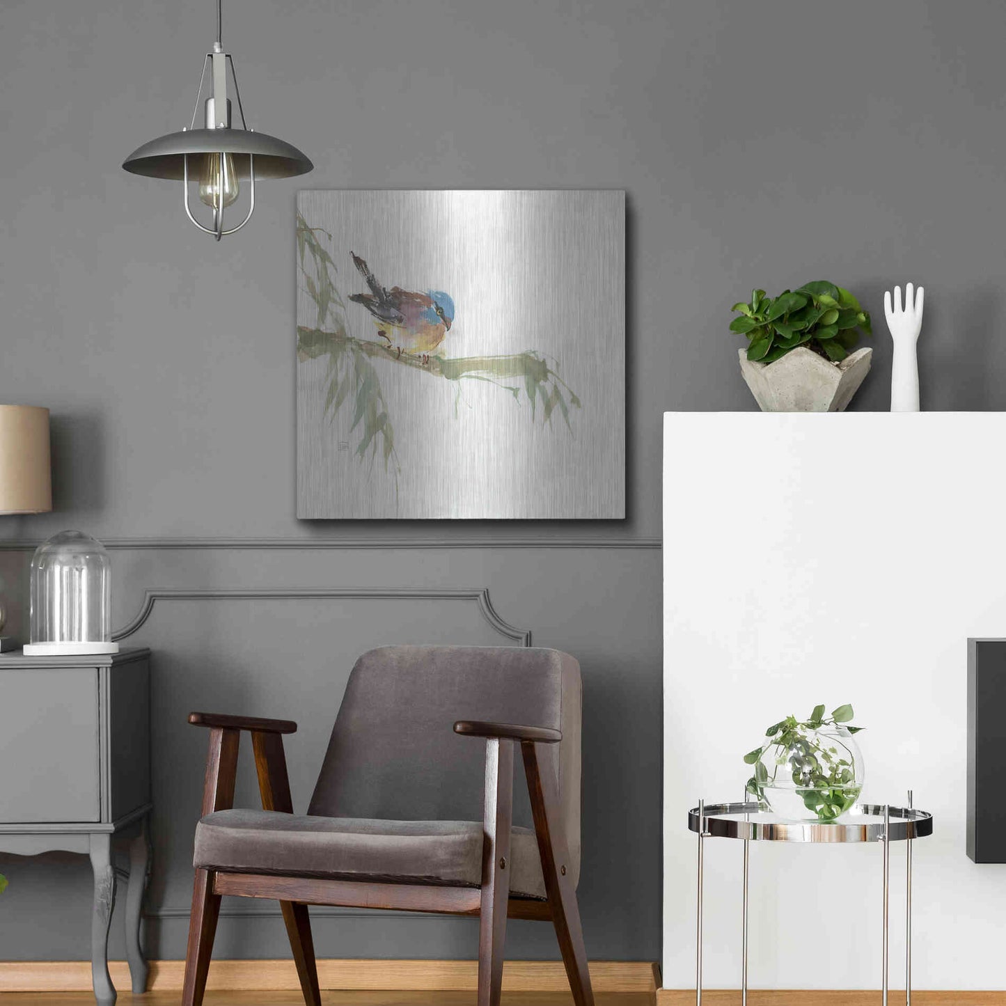 Luxe Metal Art 'Finch' by Chris Paschke, Metal Wall Art,24x24