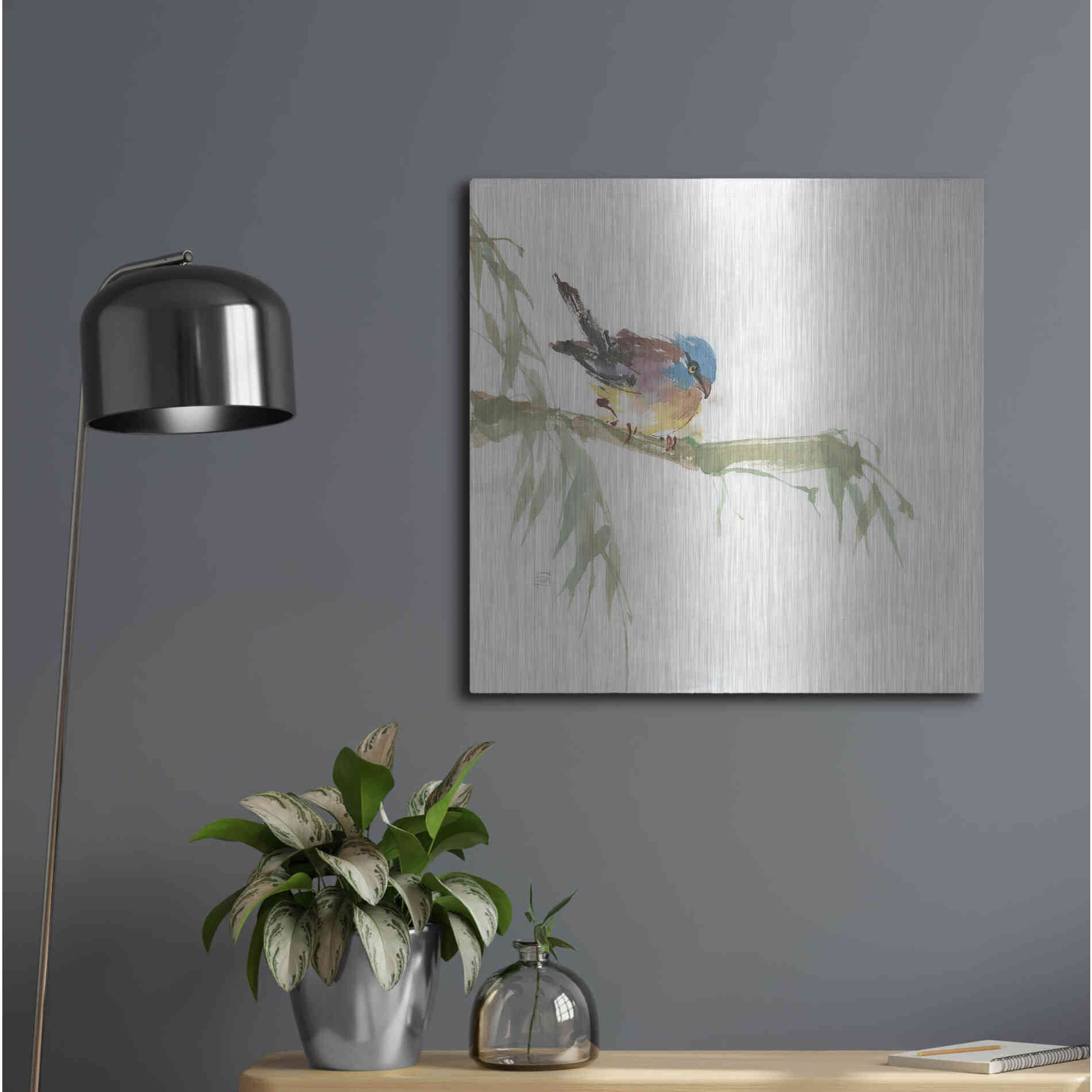 Luxe Metal Art 'Finch' by Chris Paschke, Metal Wall Art,24x24