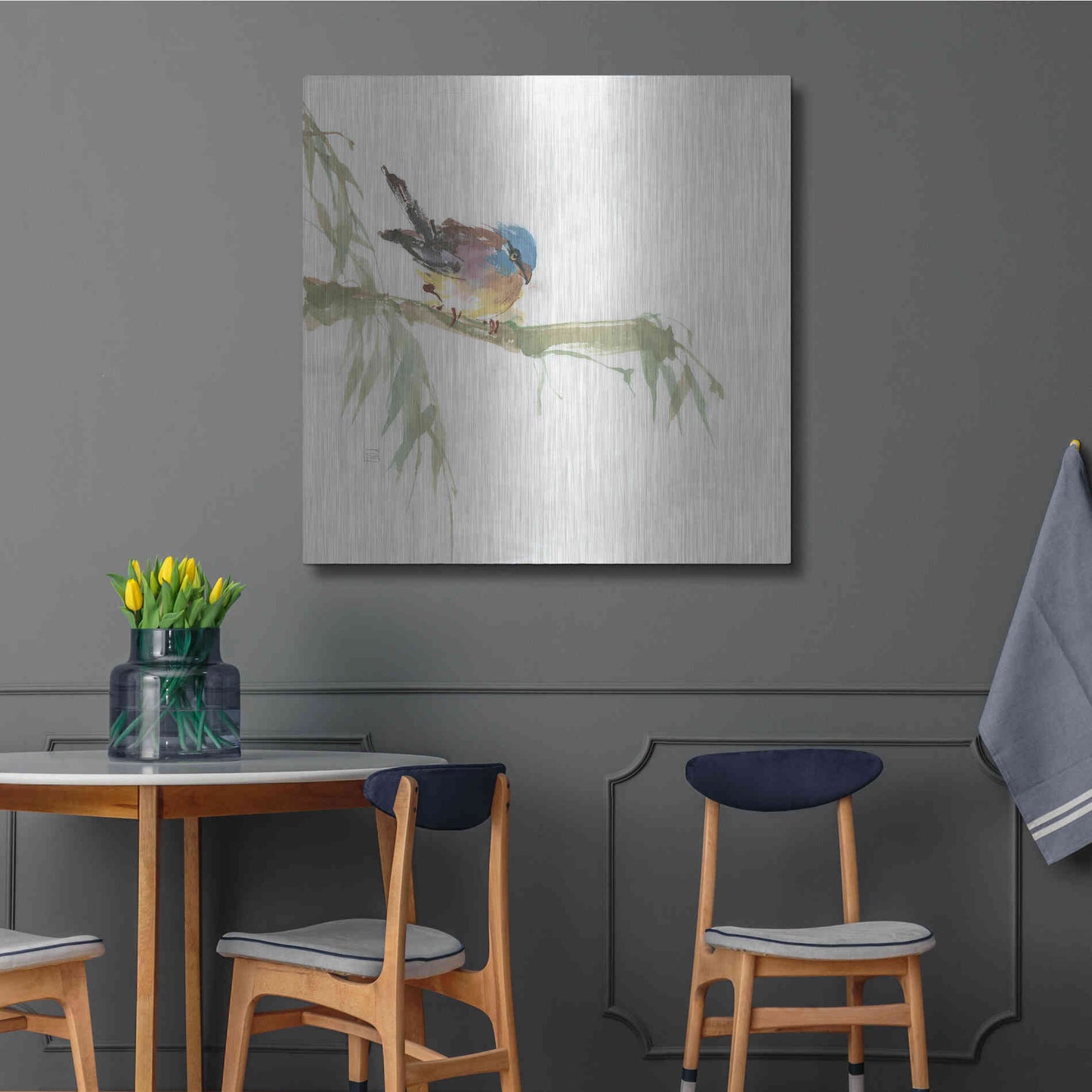 Luxe Metal Art 'Finch' by Chris Paschke, Metal Wall Art,36x36