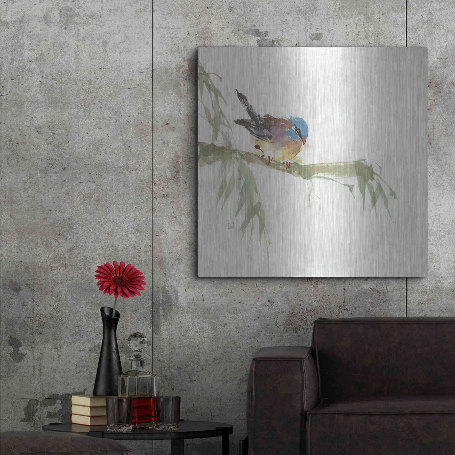 Luxe Metal Art 'Finch' by Chris Paschke, Metal Wall Art,36x36