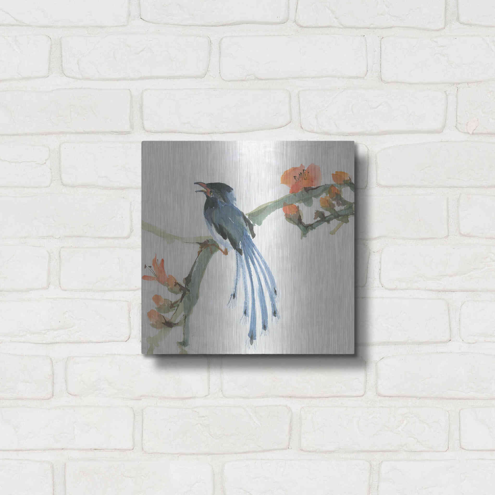 Luxe Metal Art 'Formosan Blue Magpie' by Chris Paschke, Metal Wall Art,12x12