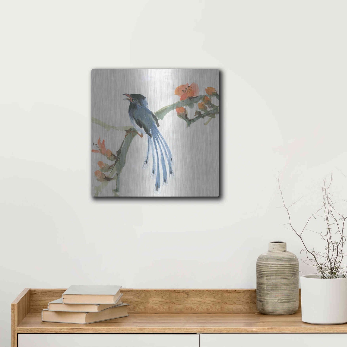 Luxe Metal Art 'Formosan Blue Magpie' by Chris Paschke, Metal Wall Art,12x12