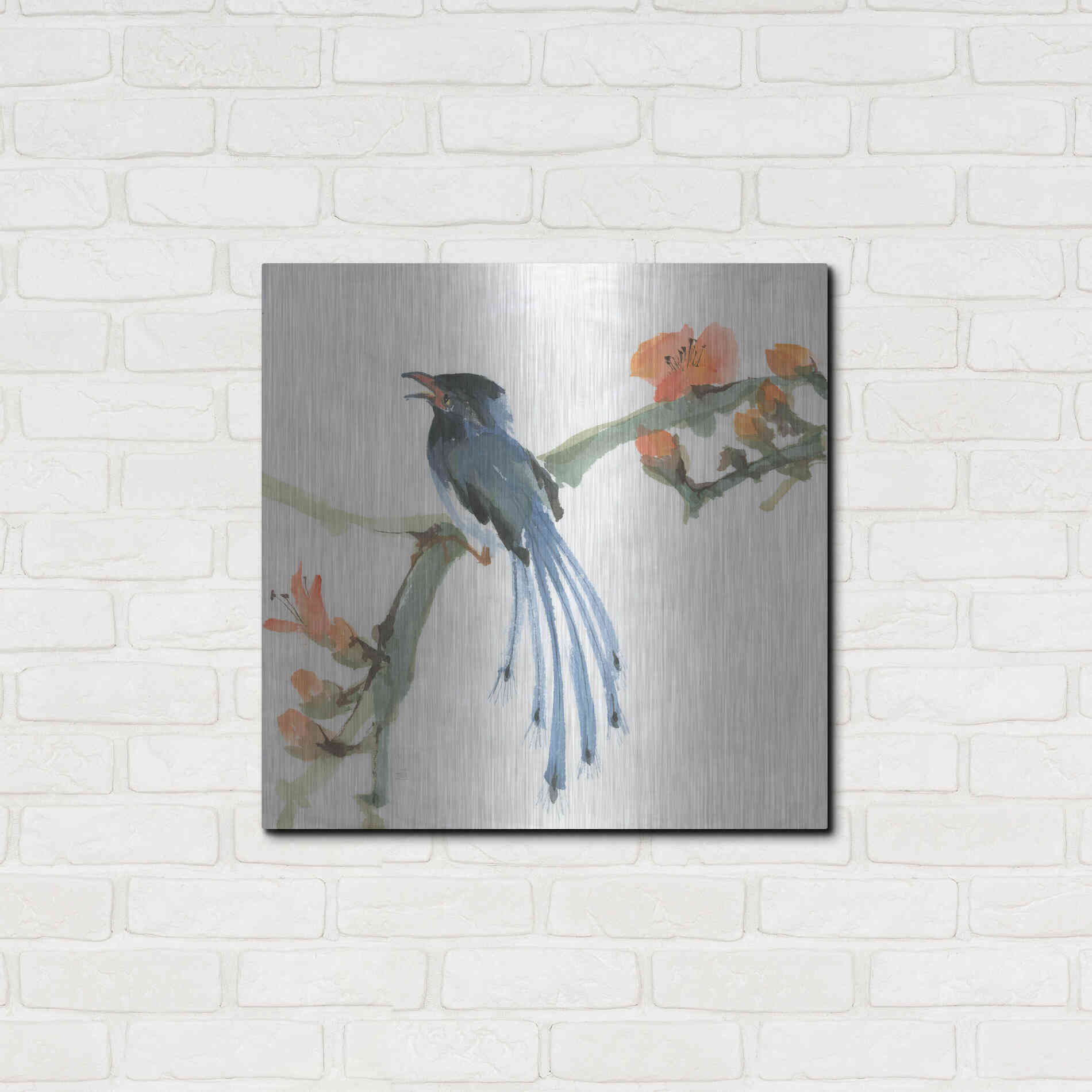Luxe Metal Art 'Formosan Blue Magpie' by Chris Paschke, Metal Wall Art,24x24